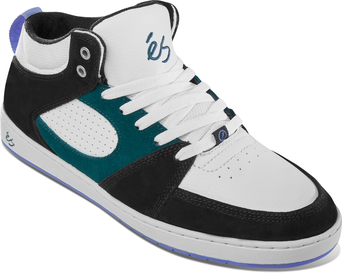 accel slim mid - skate shoes - black/white/green - esskateboarding