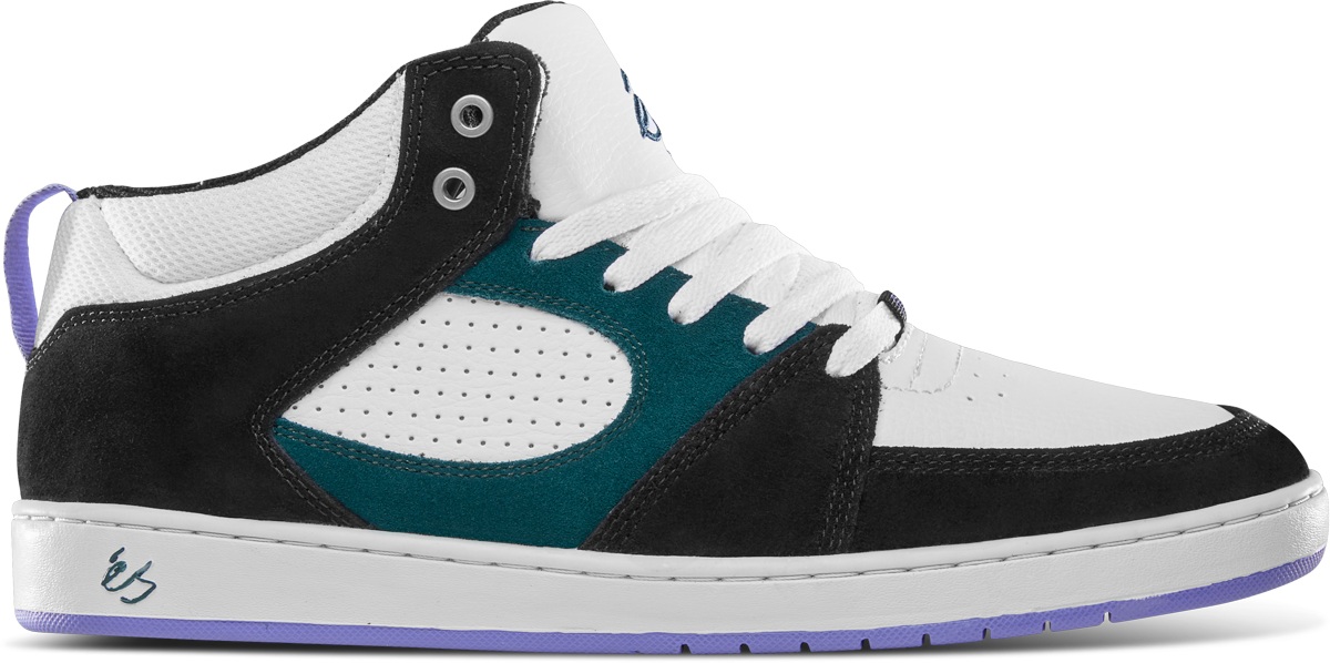 accel slim mid - skate shoes - black/white/green - esskateboarding