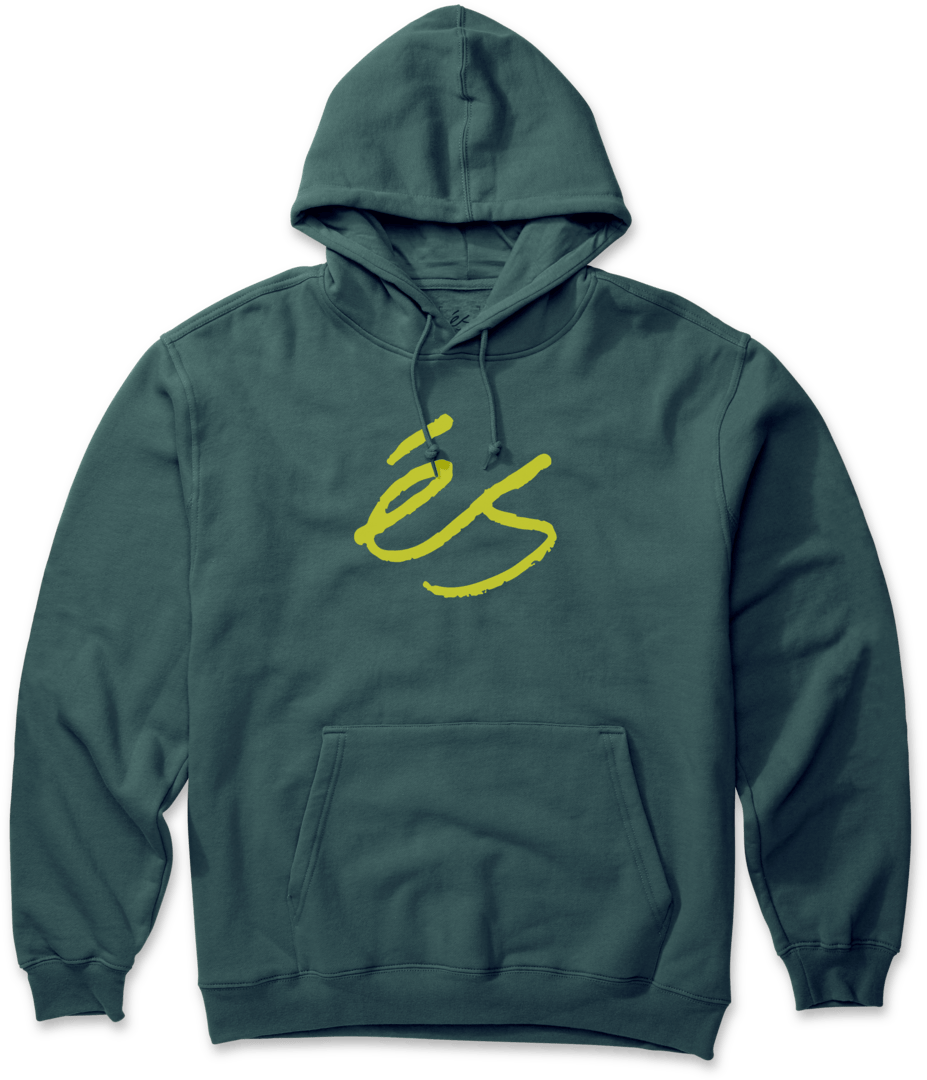 Script t-shirt hunter green | éS skateboarding Screen Hooded Fleece Es Footwear Sneakers Skate Style OG Premium