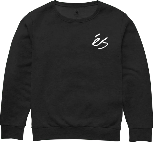 Mini Script Crewneck Black Fleece | éS skateboarding Screen Crew Fleece Es Footwear Sneakers Skate Style OG Premium