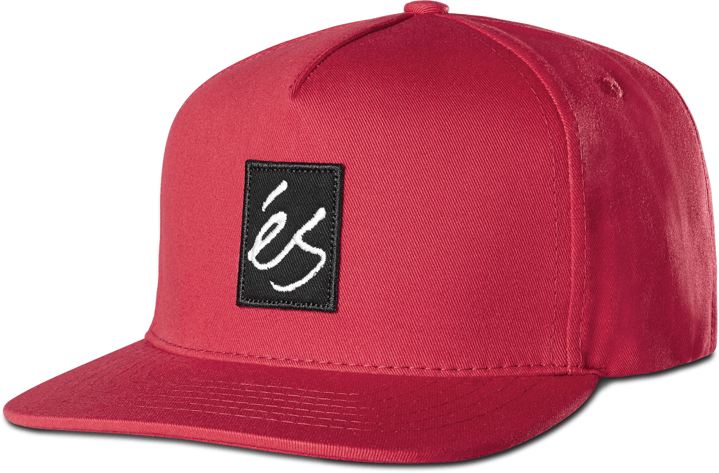 Main Block Snapback Hat Red 5-Panel | éS skateboarding Custom Hat Es RED / ONE SIZE Footwear Sneakers Skate Style OG Premium 5140000896.600.OS.1ST 194691273291