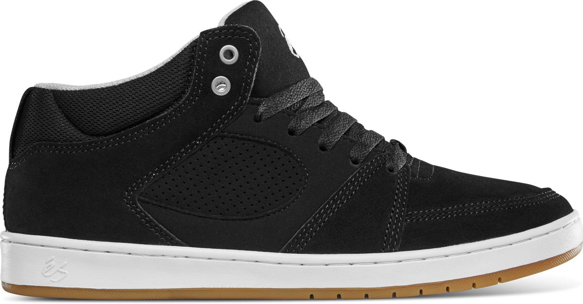 accel slim mid - skate shoes - black/white/silver - esskateboarding