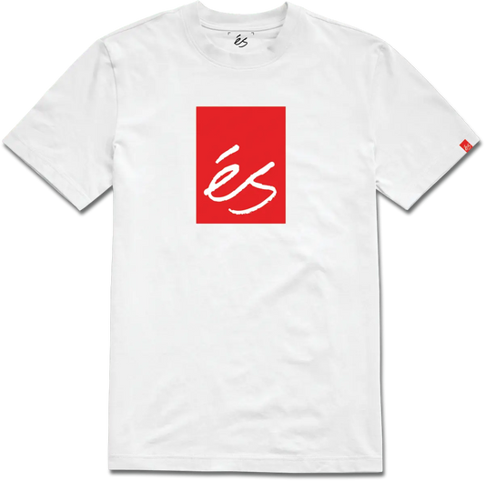 Main Block Tee White Skate Graphic Shirt | éS skateboarding S/S Basic T-Shirt Es Footwear Sneakers Skate Style OG Premium
