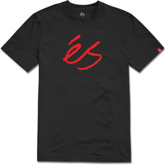 Script Tee in Black, front view | éS Skateboarding