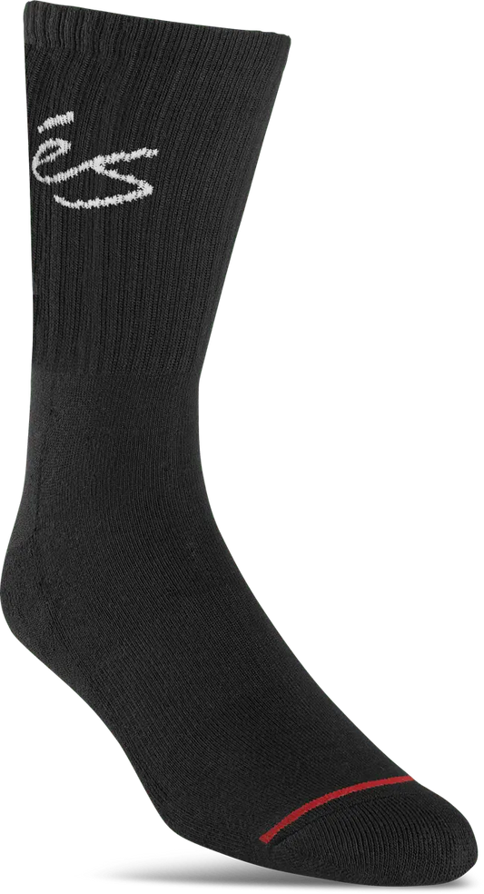 Script Crew Sock in Black, side view | éS Skateboarding