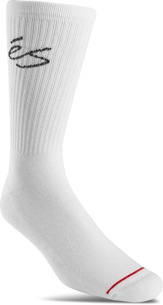 Script Crew Sock in White, side view | éS Skateboarding