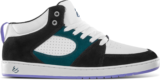accel slim mid - skate shoes - black/white/green - esskateboarding