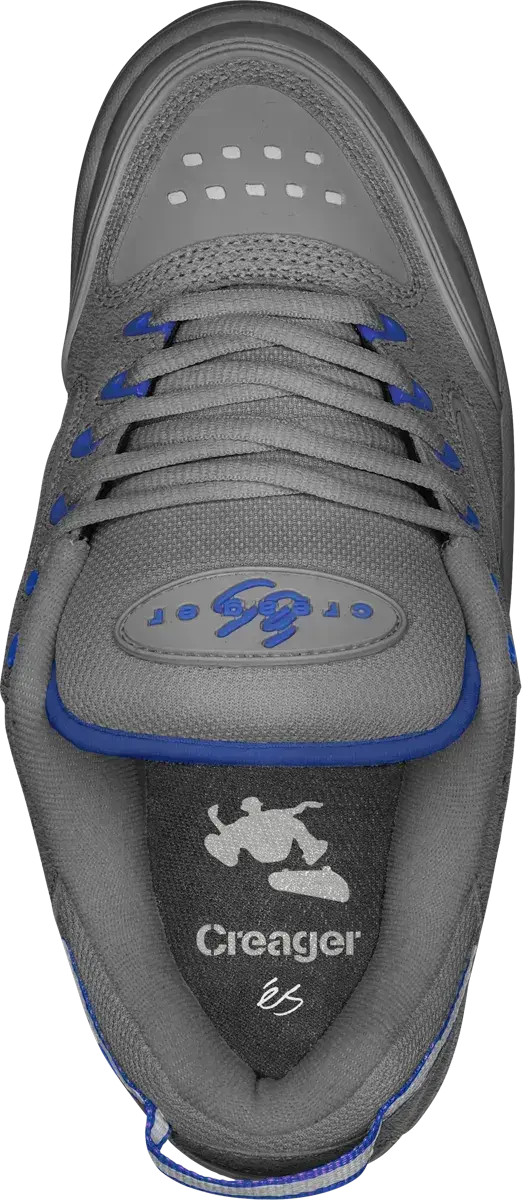 Creager Low-Top Shoe Grey/Royal Suede | éS Skateboarding