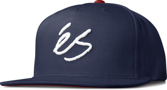 script snapback hat - headwear - navy/red - esskateboarding
