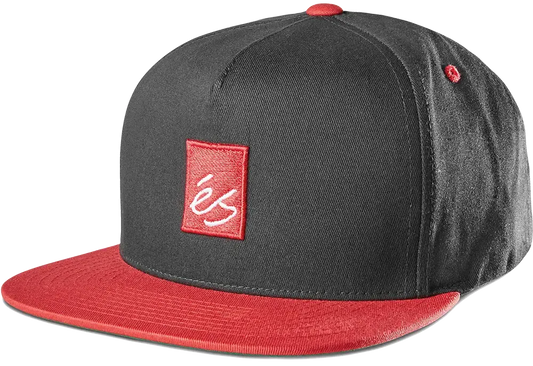 Main Block Snapback Hat Black/Red | éS skateboarding Custom Hat Es BLACK/RED / ONE SIZE Footwear Sneakers Skate Style OG Premium 5140000896.595.OS.1ST 889262947069
