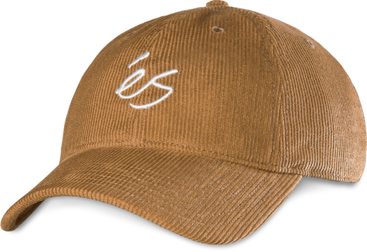 mini script corduroy strapback hat - hats - brown - esskateboarding