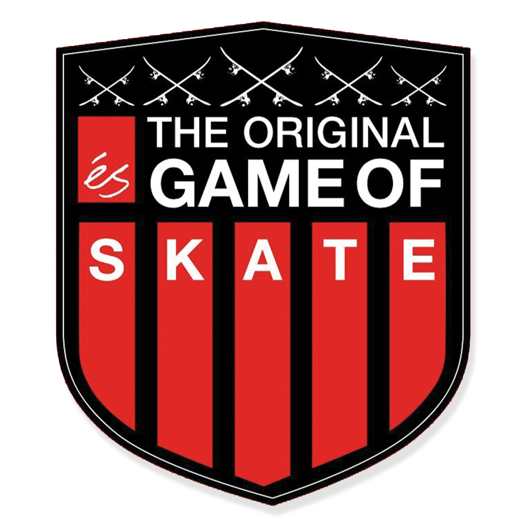 ES GAME OF SKATE SHIELD STICKER 2.5&quot; SINGLE