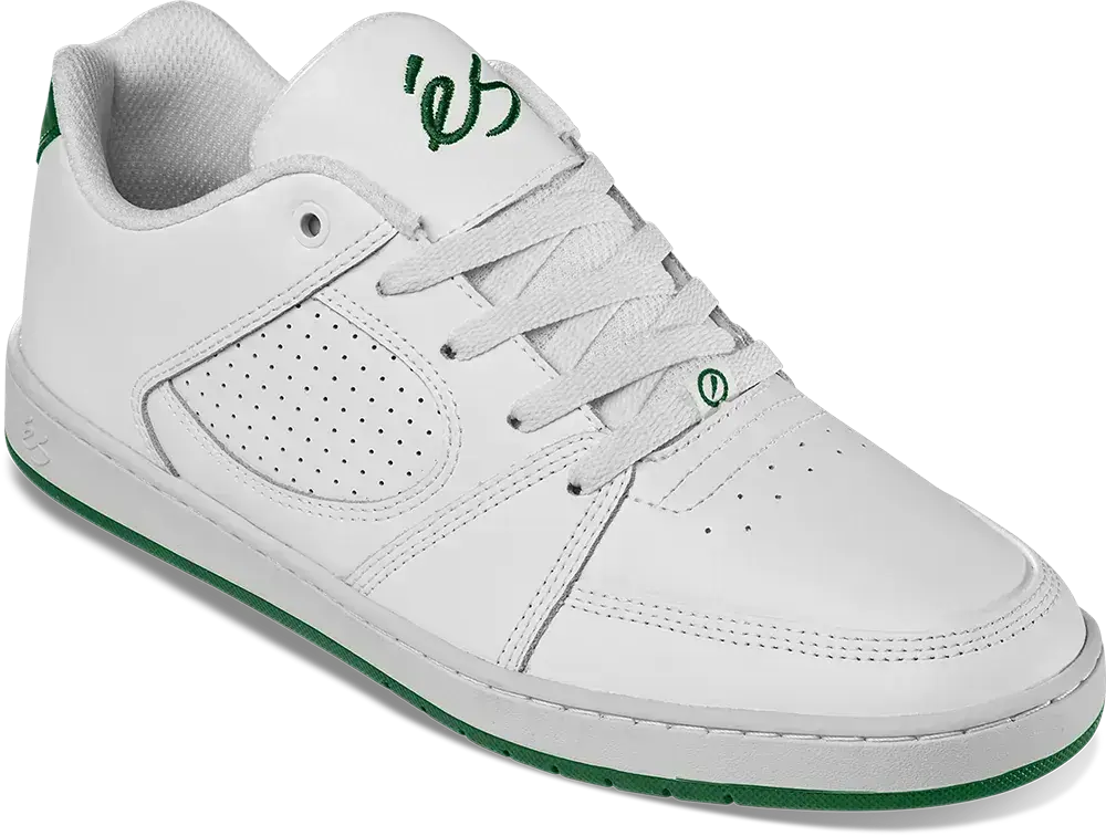 Accel Slim White/Green Skate Shoe | éS Skateboarding