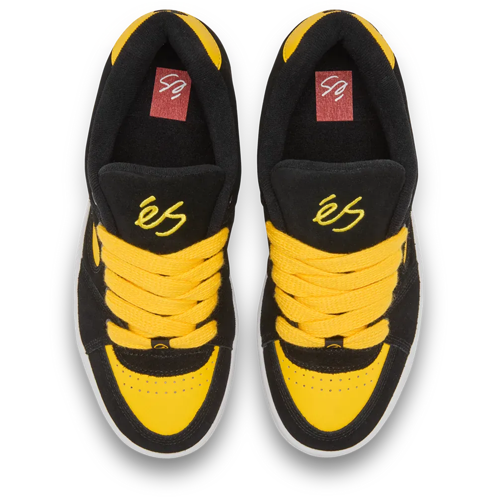 Accel Skate Shoes in Black, Yellow | éS Skateboarding eS Footwear Sneakers Skate Style OG Premium