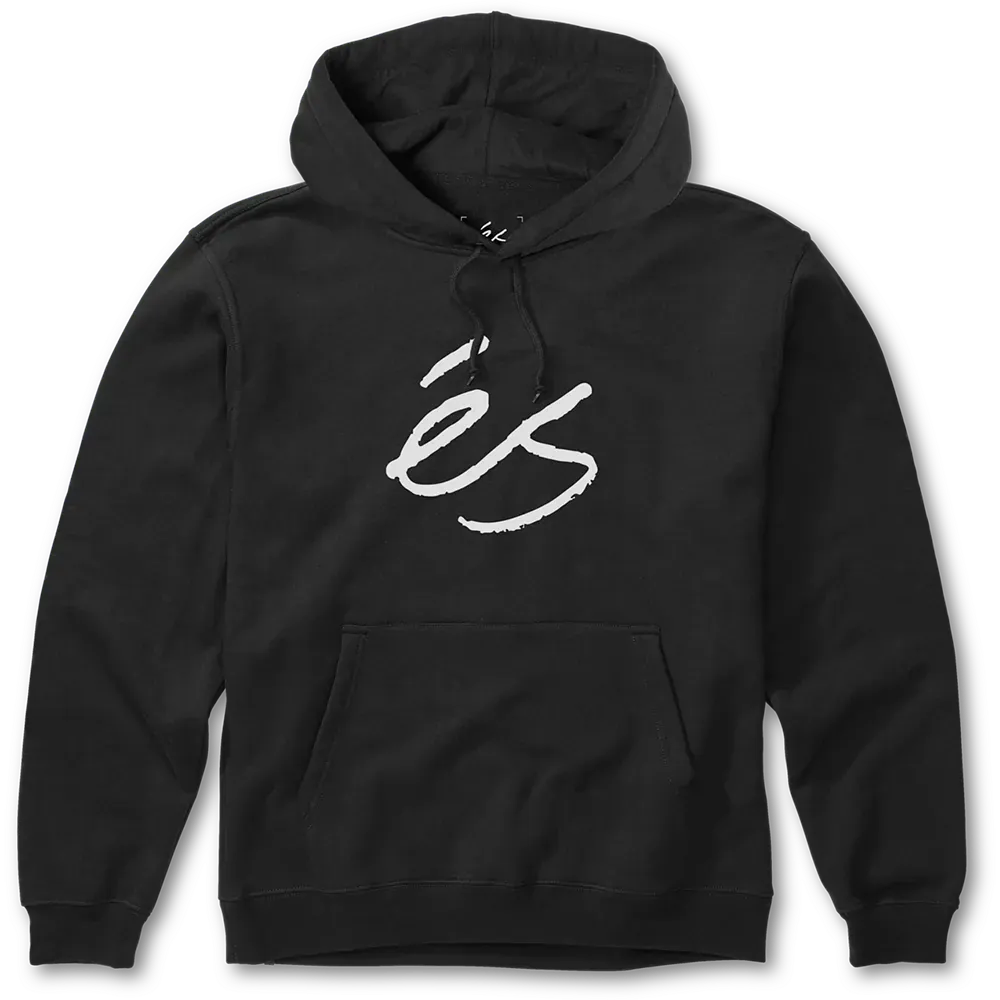 Script Pullover Hoodie Black Fleece | éS Skateboarding eS Footwear Sneakers Skate Style OG Premium