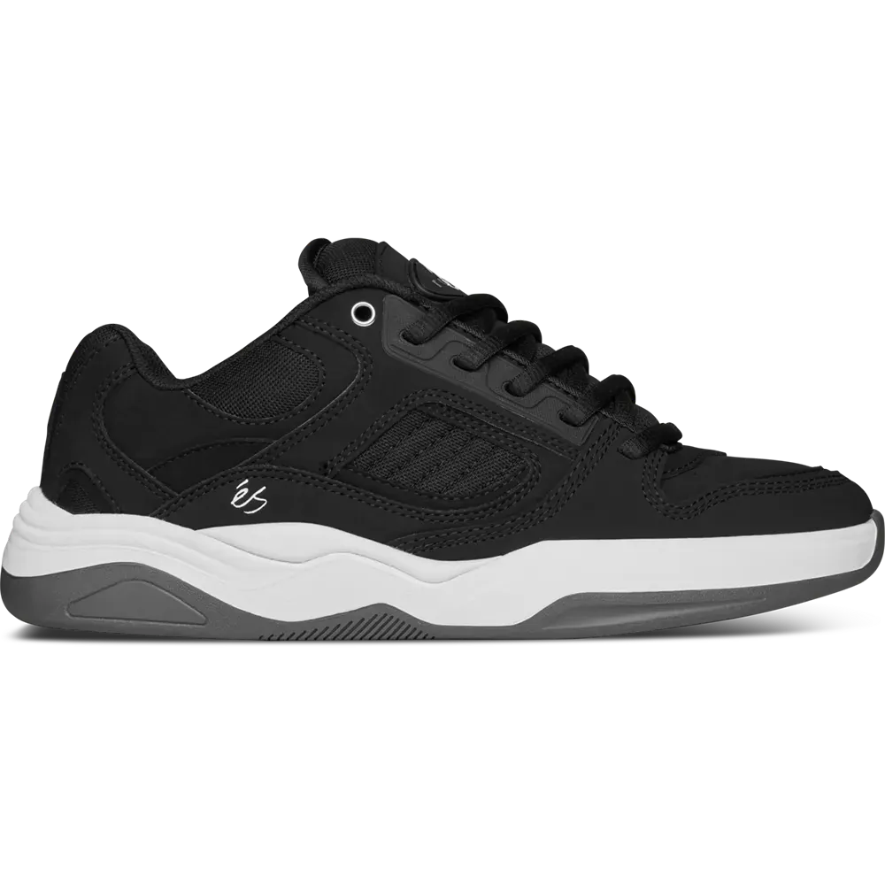 TJ Rogers skate shoe in Black/White/Grey, view 1 | éS Skateboarding