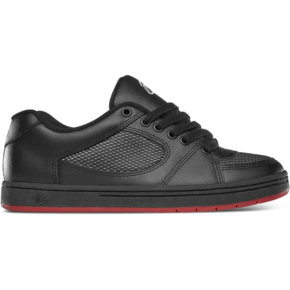 Accel Black/Black/Red – Skate Shoe | éS Skateboarding