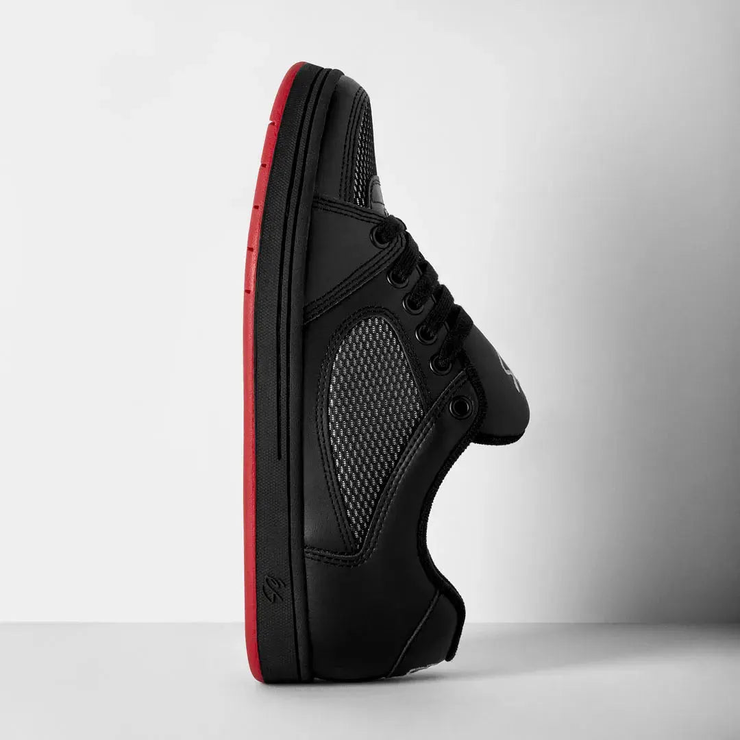 Accel Black/Black/Red – Skate Shoe | éS Skateboarding