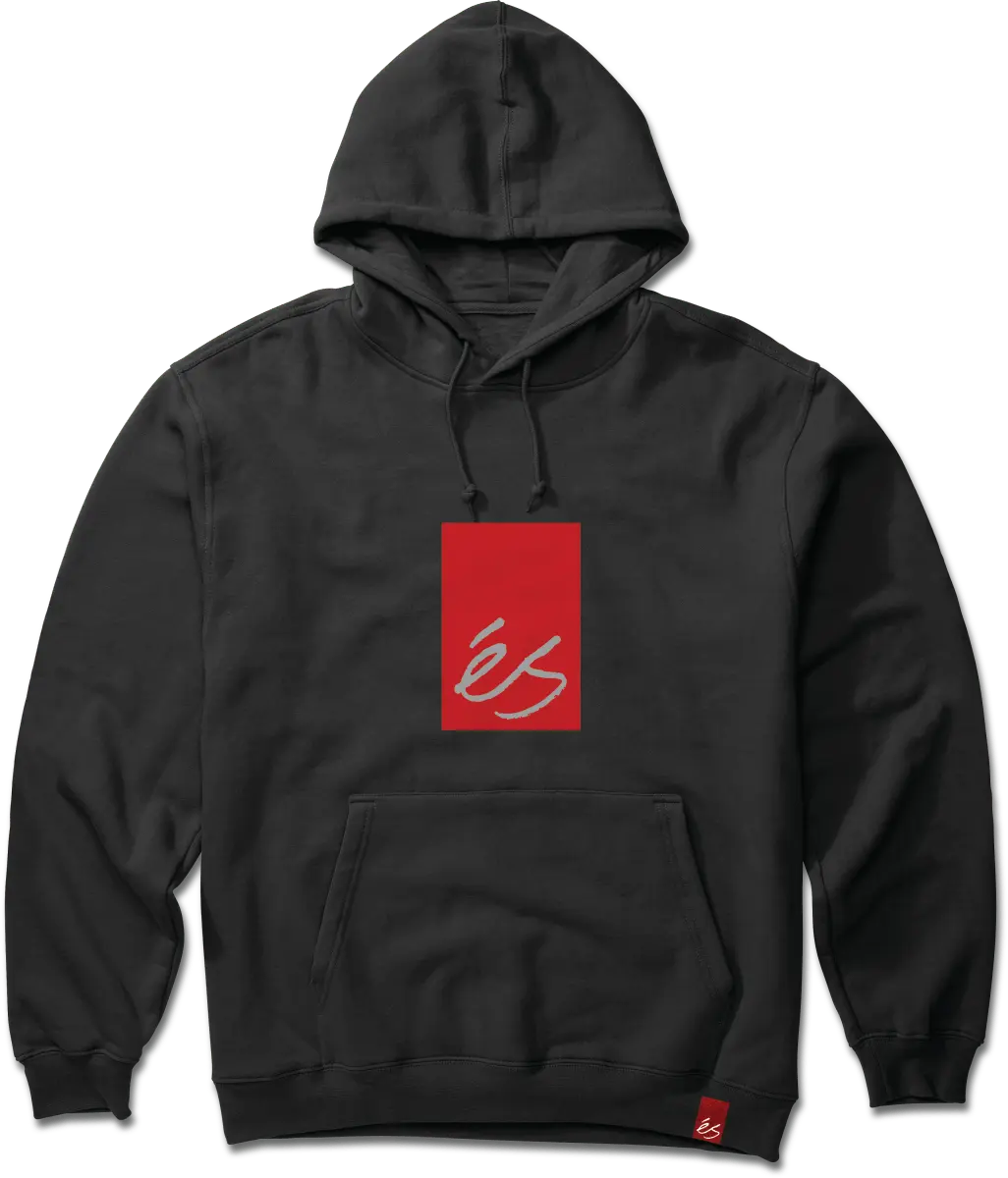 Main Block Pullover Hoodie Black Logo | éS skateboarding Screen Hooded Fleece Es Footwear Sneakers Skate Style OG Premium