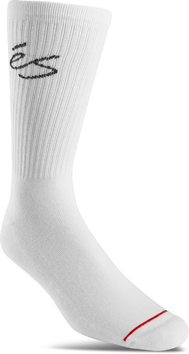 Script Crew Sock White Skateboarding Fit | éS skateboarding Crew Sock Es WHITE / One Size Footwear Sneakers Skate Style OG Premium 5140000937.100.OS.1ST 7630961810153
